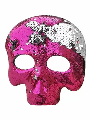 Skull mask with magic sequins fuchsia new