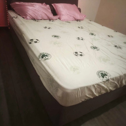 Neoset double bed with mattress and storage, like new, purple fabric