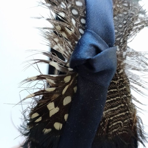 Blue women's headband with feathers used