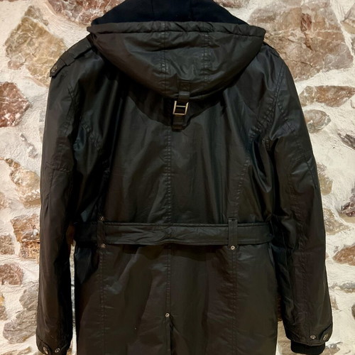 Base Hit black parka jacket, medium, detachable belt and hood