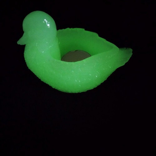 Glass decorative duck candle holder handmade, new, phosphorescent
