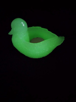 Glass decorative duck candle holder handmade, new, phosphorescent