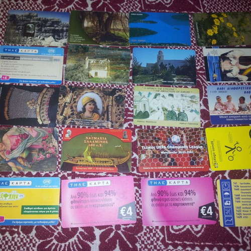 Phone cards used, pack of 20 pieces