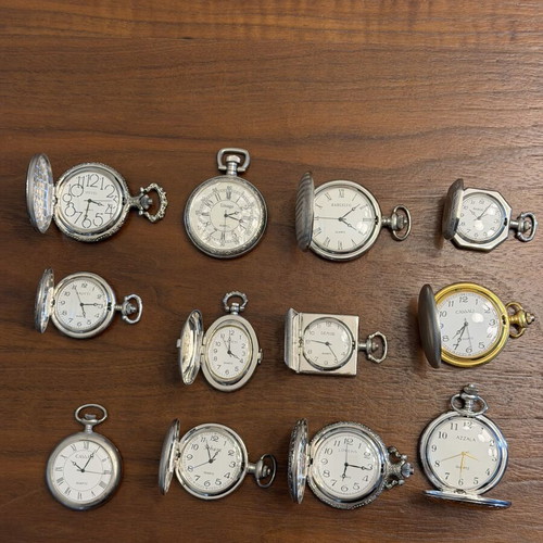 Vintage pocket watch collection quartz, set of 12, new