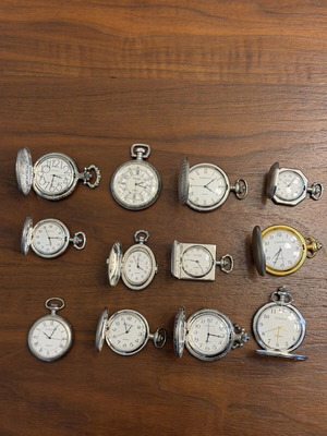 Vintage pocket watch collection quartz, set of 12, new