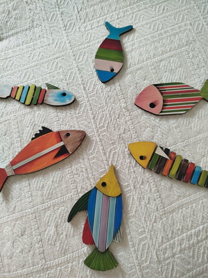 Wooden decorative fish with bright colors