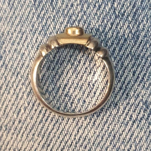 Silver gold ring 950 silver with 14K gold used, size 57