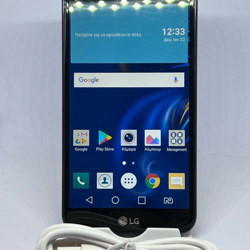 LG K10 LTE μεταχειρισμένο, μαύρο, πλήρως λειτουργικό με καλώδιο φόρτισης