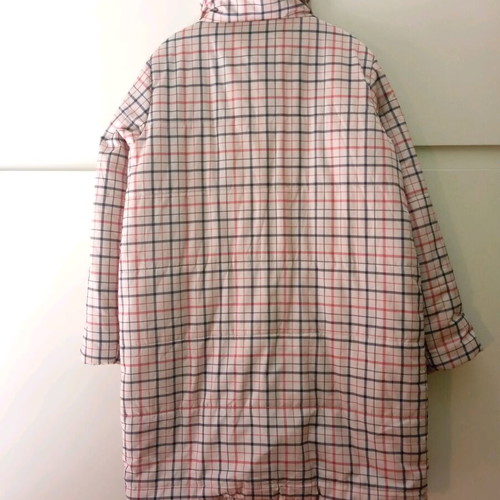 VRS Woman coat XL like new, beige with red and blue lines