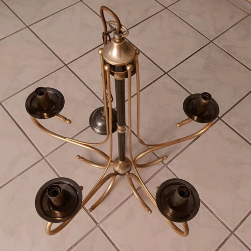 Vintage metal ceiling chandelier used with 5 lamp holders