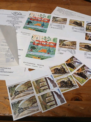 Γραμματόσημα σειρά Ελ. Σιδηρόδρομοι 1984 νέα, πλήρης με φάκελους πρώτης ημέρας