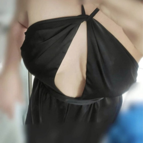 Zini iconic maxi satin slit backless halter dress