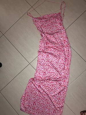 Flowers maxi dress pink like new, one size