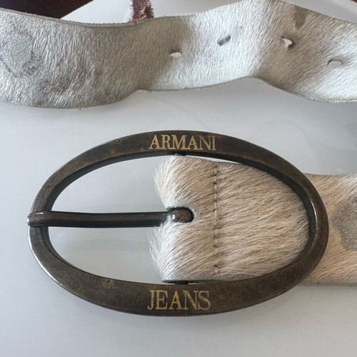 Emporio Armani Jeans leather belt used, pony skin texture, size 85
