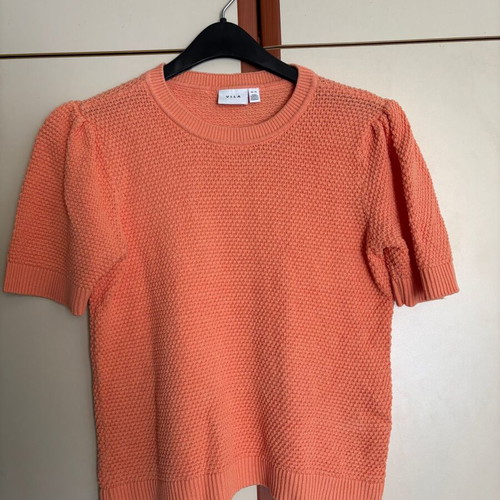 Vila orange knit shortsleeve top XL like new, 100% cotton