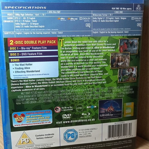 Alice in Wonderland Blu-Ray like new with English subtitles