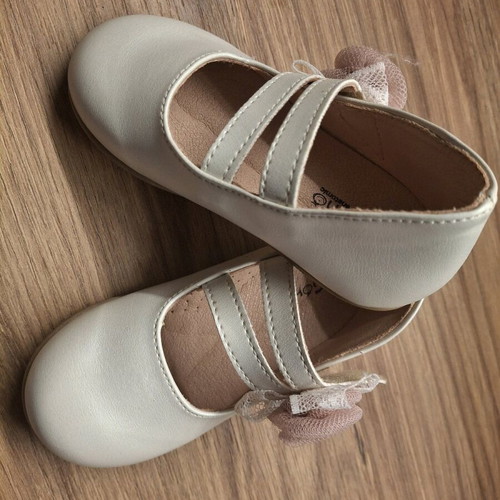 Baptism shoes all leather pearl color like new