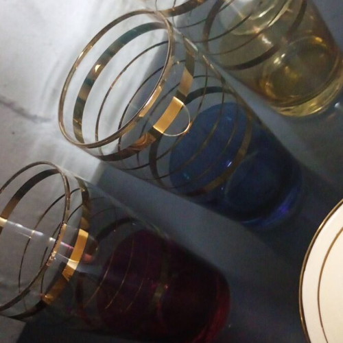 Set of coffee glasses and saucers like new