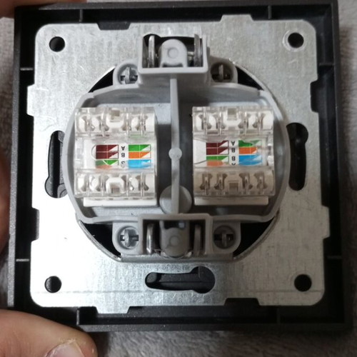 Double CAT6 network socket with 2 ports, new, black