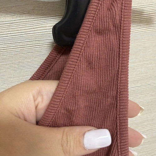 Mind Matter ribbed elastic crop top muted burgundy, like new