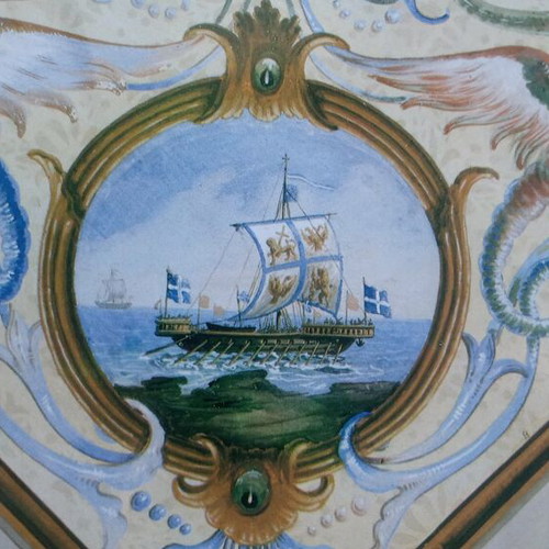 Vintage framed photo of ceiling painting from Rallis mansion, Ermoupoli Syros