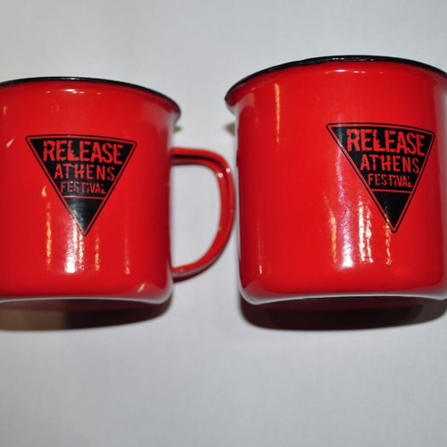 Set of 2 retro metal enamel mugs new, 350 ml