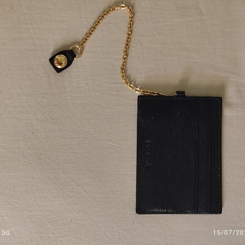 Prada Unisex Leather Card Holder With Chain Like New, Black