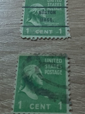 Ζεύγος αμερικανικών γραμματοσήμων George Washington 1c 1939 μεταχειρισμένα