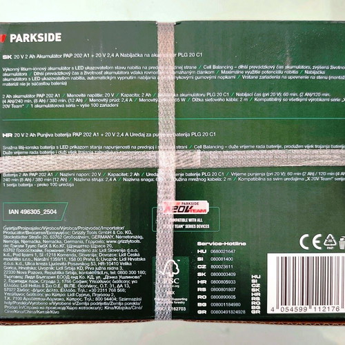 PARKSIDE X 20 V Team Battery and Charger Set 20V 2Ah New