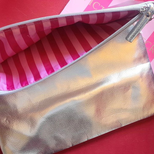 Victoria's Secret Angel silver fold-over clutch and cosmetic pouch new