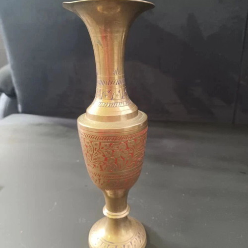 Vintage brass vase used, 25 cm height