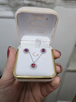 Jewelry necklace and earrings set in 925 silver new, multicolored