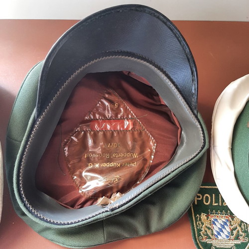 German police hats used, 1970s set with Polizei badge