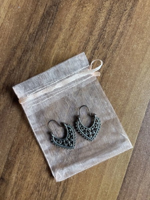 Boho vintage σκουλαρίκια μεταχειρισμένα, ethnic style, ασημί χρώμα