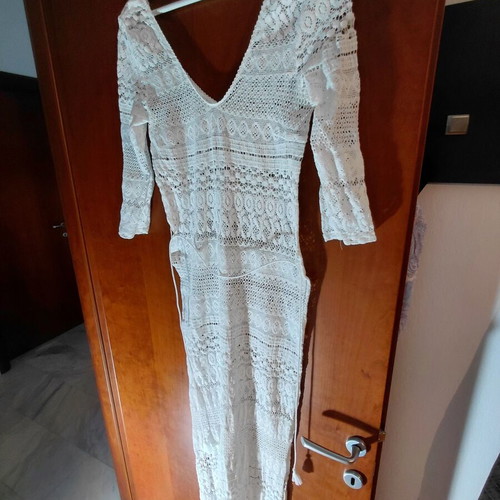 Oysho maxi beach dress used, white with side slits