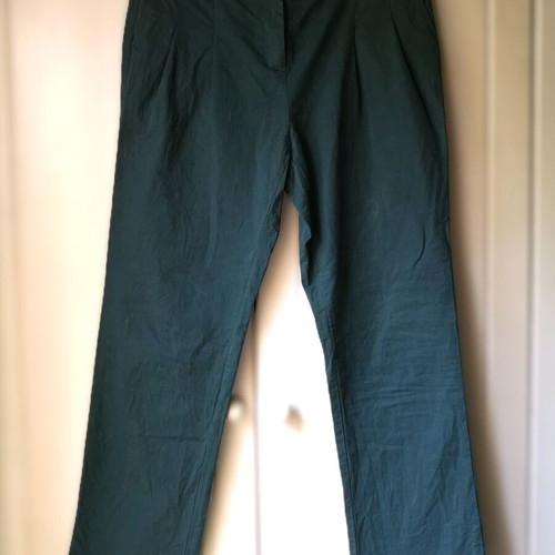 Lussile office pants, green gabardine fabric