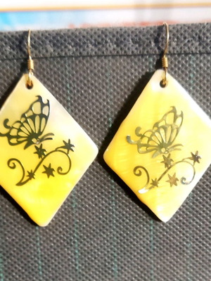 Bone earrings new with silver gold-plated clasp