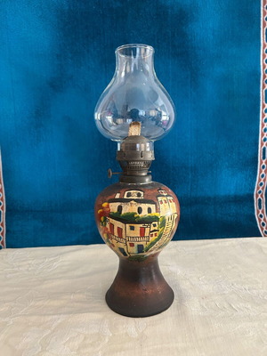 Vintage handmade clay oil lamp like new