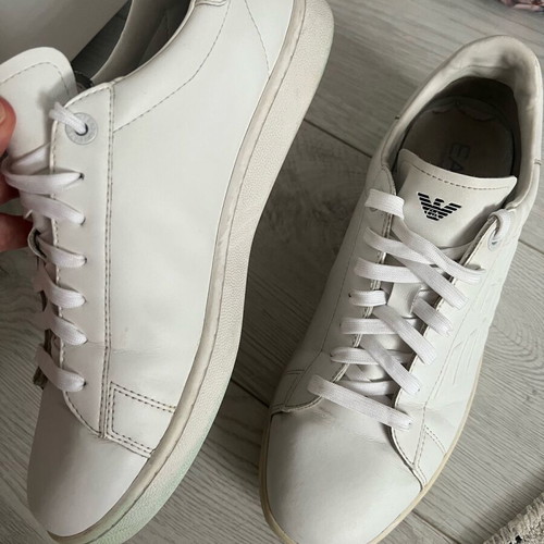 Emporio Armani EA7 men's white leather shoes used, size 46