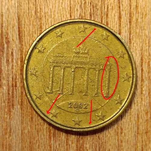 Germany 10 cent 2002 G used with double strike error