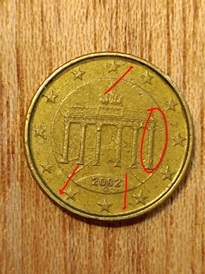 Germany 10 cent 2002 G used with double strike error
