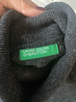 Benetton πουλόβερ μάλλινο κοντομάνικο ζιβάγκο γκρι σαν καινούργιο