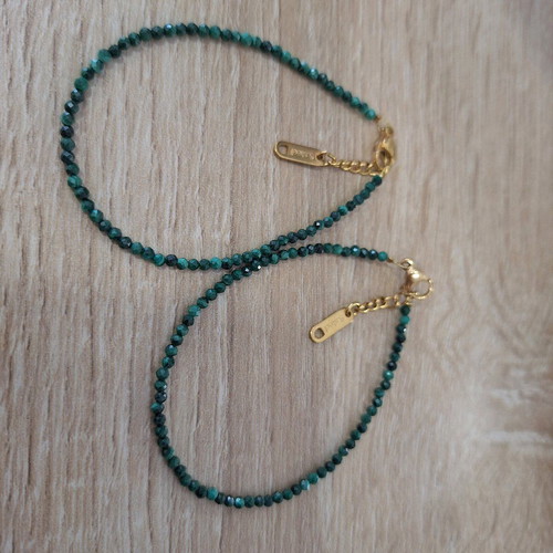Handmade bracelets with natural malachite stones, new