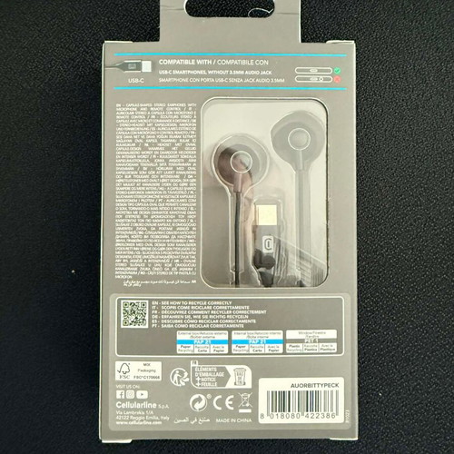 Cellularline ORBIT Type-C handsfree earphones new, sealed