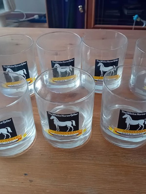 White Horse whiskey glasses new, tumbler style
