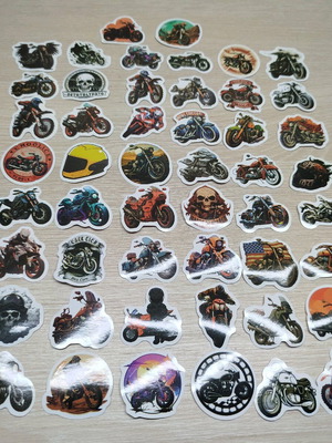 Vintage motorcycle stickers set of 50, vinyl, new