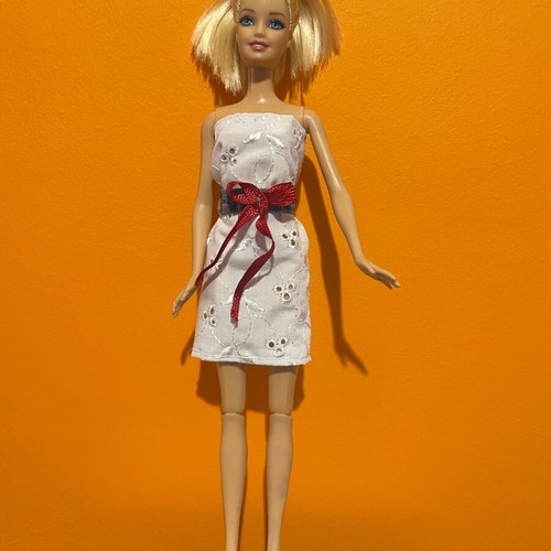 Barbie Mattel 1999 with handmade cotton dress and denim belt