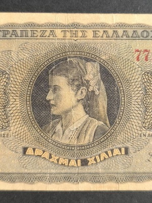 Greece 1,000 Drachmae 1942 banknote used