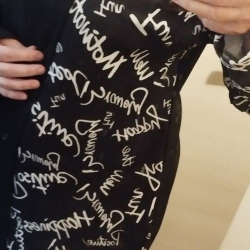 Women's long sleeve dress, black and white, jersey fabric