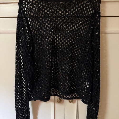 Zara black mesh blouse with small discreet sequins like new, size M